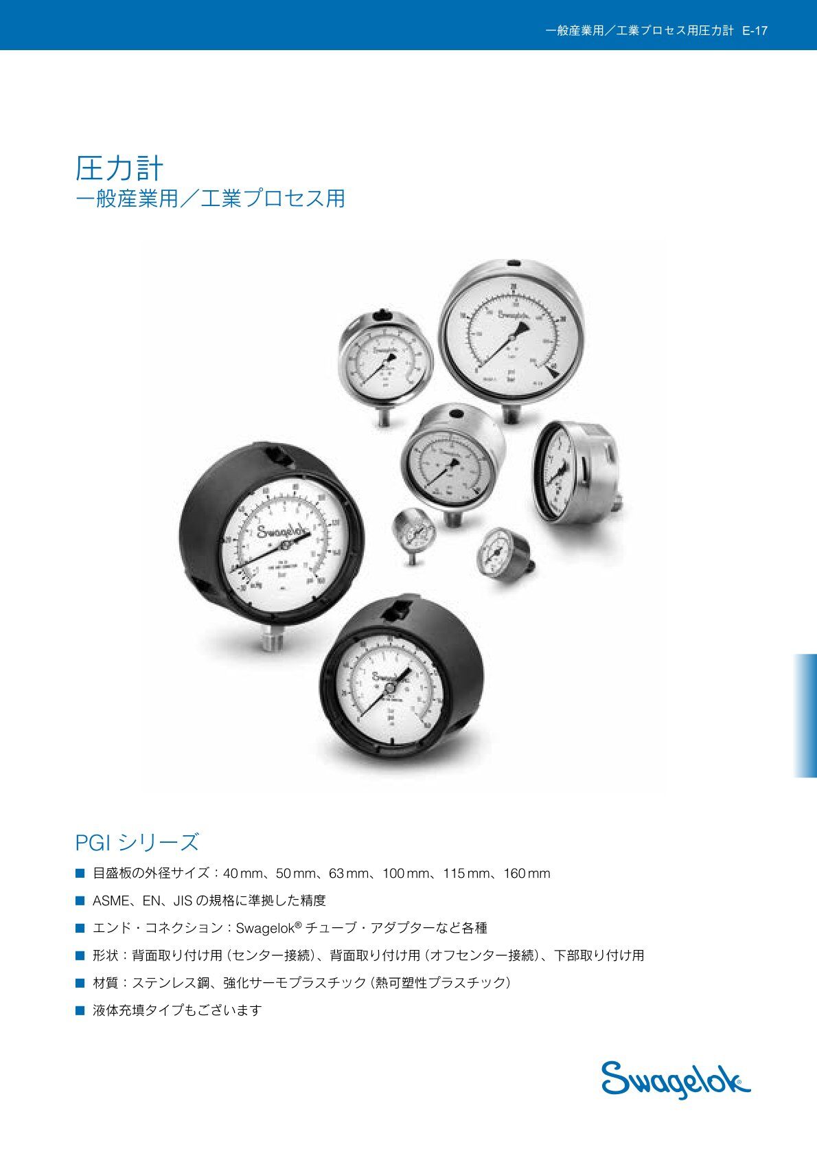 圧力計 一般産業用工業プロセス用 PGIシリーズ