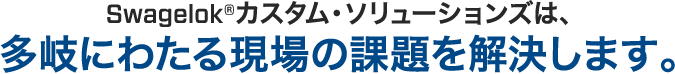 Swagelok®カスタム・ソリューションズは、多岐にわたる現場の課題を解決します。